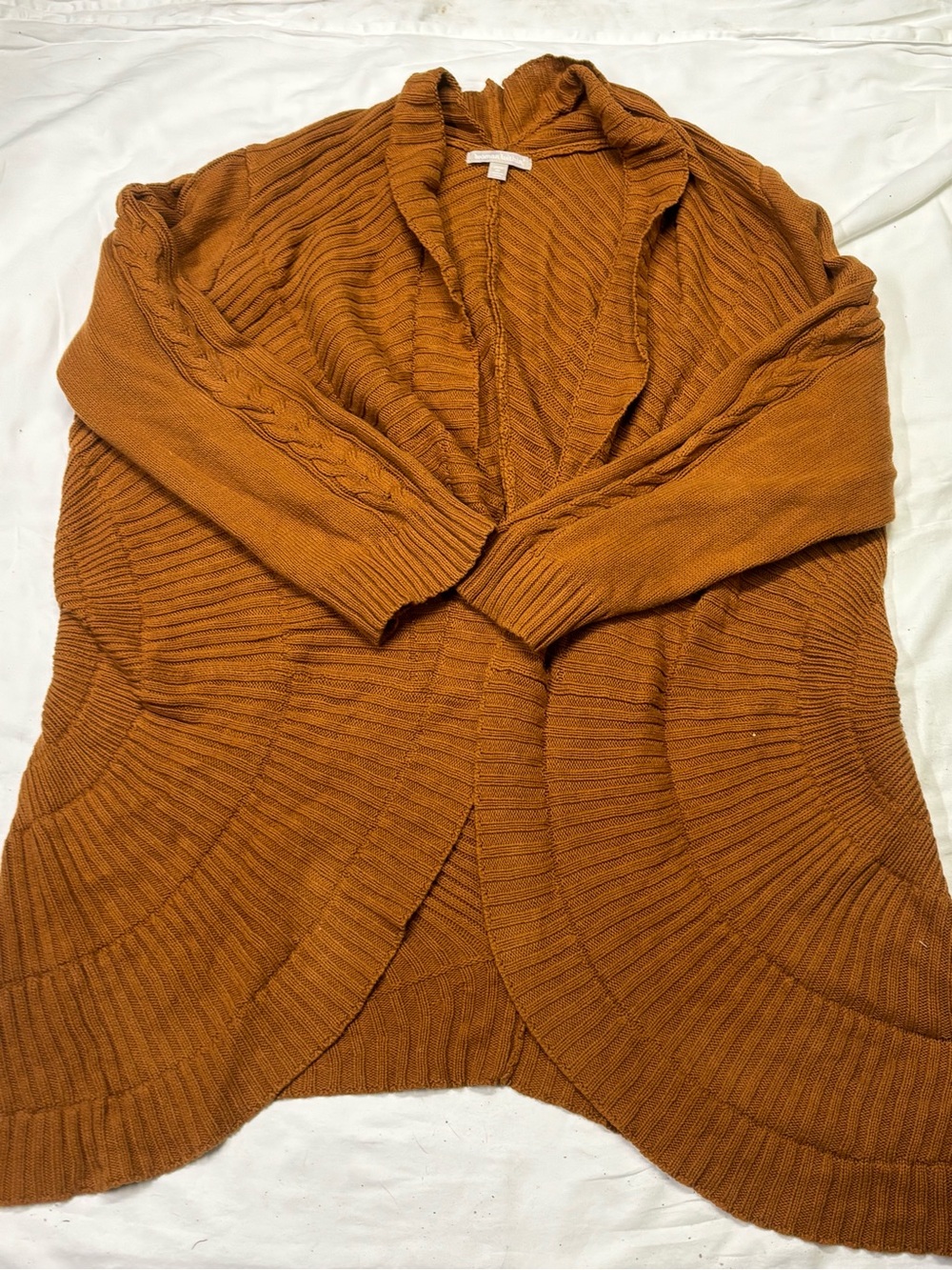 Woman Within Open-Front Cardigan Sweater in Rust Orange